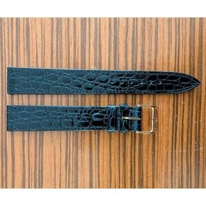 Vtg Unused Movado 17mm L Black Calfskin Leather Watch Strap Gold Buckle Canada